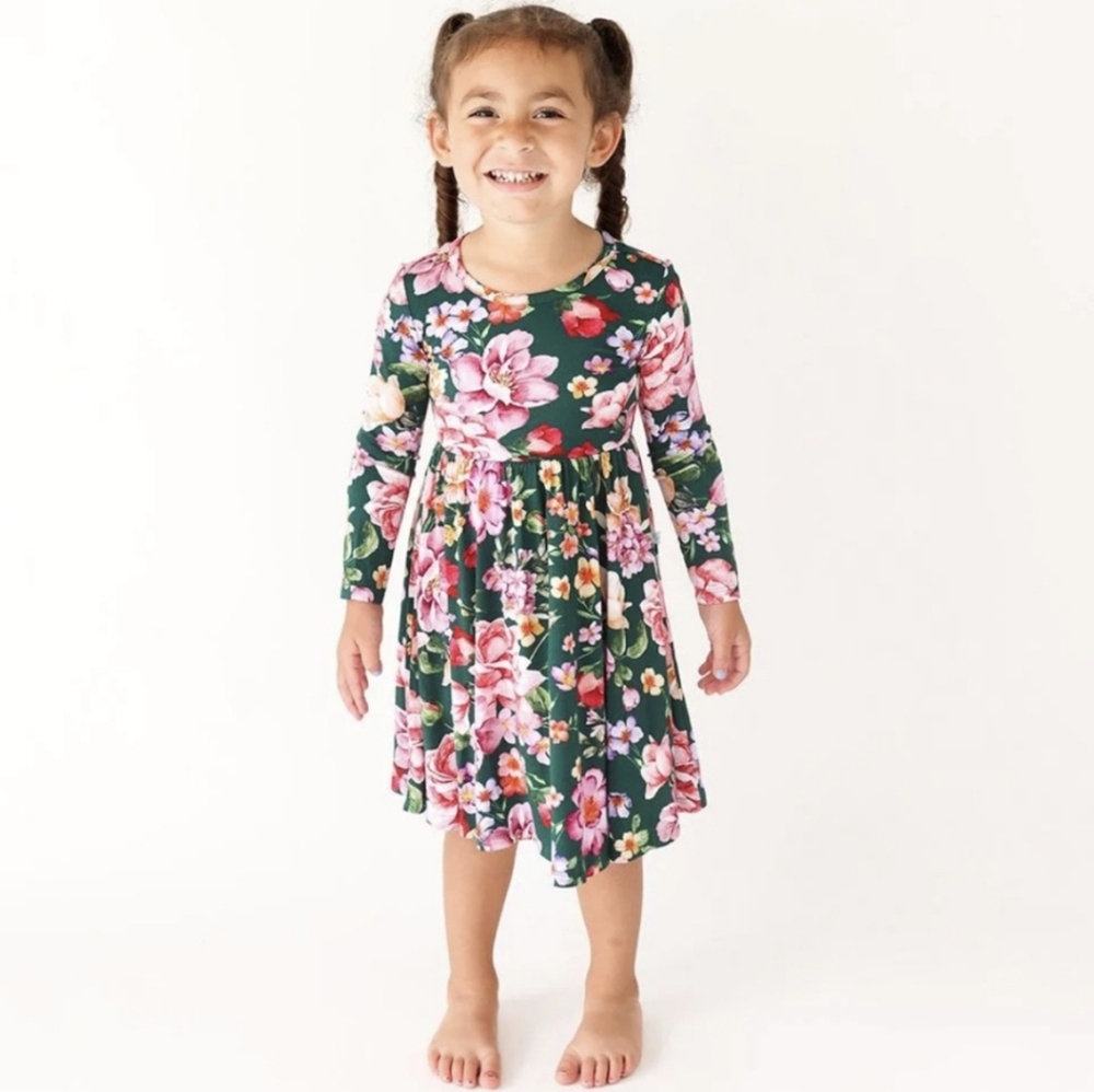 Posh Peanut Arsine Longsleeve Floral Twirl Dress 2T